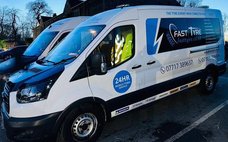 Seasonal tyre swap at a customer location in London